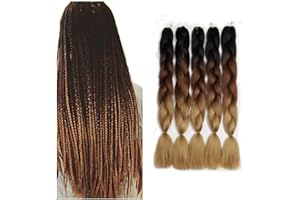 Showjarlly 5 pukli sztucznych włosów Ombre Jumbo Braid 60 cm 100 g, włosy syntetyczne, kanekalon, przedłużenie włosów do warkoczy Crochet Twist (5PCS C14-czarny/ciemnobrązowy/jasnoszary)
