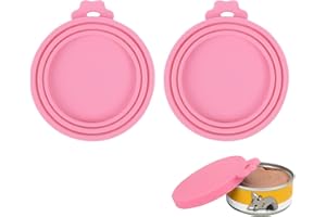Hotype Couvercle Conserve, Couvercles en Silicone pour Boîte, Couvercles de Conserve Pour Chien Chat Couvercles Alimentaire Universels, Réutilisables, Pour des Tailles Multiples, 2 Pièces, Rose