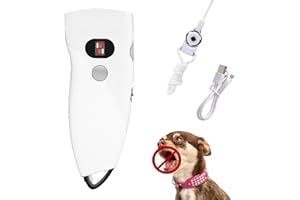 Ankrs Portatile Ultrasuoni Antiabbaio per Cani, Controllo dell'abbaio da Esterno, 9 Livello Regorabile, Portata 7,6M, USB Ricaricabile, Dispositivo di Addestramento Cani con Torcia LED (Bianco)