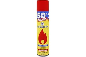 HIBRON Urban Gas para Mecheros Rellenable 300 ml con 5 Adaptadores