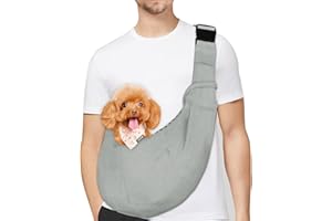 PETLOFT Reversibile Borsa Trasportino Zaino, Borsa da Trasporto per Cani Piccoli, Adjustable Borsa a Tracolla, Cross-Body Pet Sling Carrier con Gancio per Collare per Cane/Gatto Fino a 4.99kg