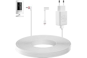 GOMETY 10 m langes Ring Kamera Outdoor Netzkabel und Adapter, Kompatibel Micro USB Kabel mit Netzteil, Kamera Ladekabel für Ring Verlängerungskabel USB für Kamera, Ring Stick up cam Ladekabel (weiß)