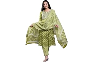 Traditional Jaipur Damen Baumwolle stilvolle Kurti in attraktiven Muster mit Hose mit wunderschön gestalteten Duptta