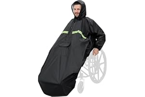 Anyoo Housse imperméable pour fauteuil roulant avec manches, poncho de pluie léger avec élastiques offrant une protection sèche pour fauteuils roulants, unisexe, taille unique