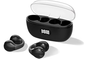 SMALLRT Casque Bluetooth,Écouteurs Bluetooth 5.3 avec Micro Stéréo Design de l'oreille Clip Casque sans Fil IP7 Étanche,Casque Bluetooth Sport avec LED Affichage pour iPhone/Samsung/Android/xiaomi