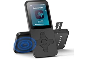 IVCDODVD Lvcdodvd MP3 Players with Bluetooth 5.0 64GB Music Player MP3 & Digital Audio MP3 Player with Speaker HiFi Sound Voice Recorder E-Book FM Radio Rechargeable Battery Support up to 128GB TF Card (Black)