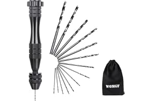 WOMGF 12cm Handborr med 14 Piece Minispiralborr 0.5-3mm Handborrsats Svart Hand Precisionsborrar
