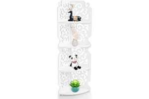 GREENSAPPIRE Corner Shelf, 4 Tier Corner Book Shelf Shelves Unit Modern Free Standing Display Open Storage Unit for Living Room Home Office White (80x22x22cm)