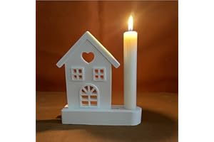 ‎SKEADEX Silikonform Kerzenhalter Mit Sockel, DIY Silikonformen Gießformen Haus Kerzenhalter, Häuser Gipsform Beton Gießform Silikon Gießform Kerzenständer Für Stabkerzen Und Teelichter, Handwerk (A)