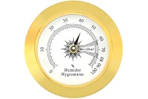 SLEGE Hygrometer als Ersatz für Humidor zigarren, ∅38mm Gold Rund legierung,Präzise Monitor Zigarren Humidor Hygrometer/Gitarrenkoffer/Gewächshaus