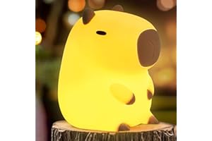 FAMIDUO Luz Nocturna Infantil Capybara, Luz Bebe Nocturna LED de Animales Blandos, Lampara Bebe Noche con 2 Modos Brillo, Recargable, Táctil, Decoración para Dormitorio, Regalo para Bebés y Niños