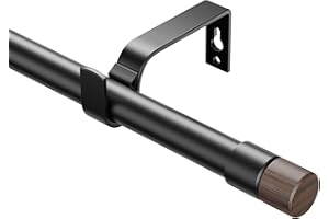 ESON CASA Barras de cortina extensibles 76-350 cm, diámetro de 19 mm, barra de cortina ajustable con vetas de madera, topes para cortinas con ojales, elegantes barras decorativas para dormitorio