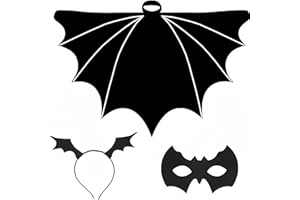 Veroda Bat Costumes Black Bat Wings Cape Hairband Eye Mask for Halloween Fancy Dress Costume