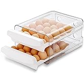 HOMQUEN Egg Container for Refrigerator, 40 Grid/2 Layer Egg Holder for Refrigerator, Egg Drawer for Refrigerator, Egg Fresh S