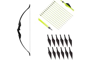 BIUBIUSOT 53" Takedown Recurve Bow and Arrow Set Adult 30/40LBS Archery Right Left Hand Archery Target Practice Outdoor Hunting 12pcs Mixed Carbon Arrow