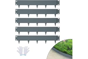 VEVOR Steel Landscape Edging, 5-pack Steel Garden Edging Borders, 39" L x 3" H Strips, Hammer-in Edging Border, Bendable Metal Landscape Edging for Yard, Garden, Lawn, 3.15" Spike Height, Dark Gray