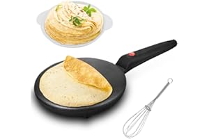 Gohytal Crepes Maker elettrico, Pancake Maker antiaderente, 600W Crepe Maker elettrico portatile per uso domestico con frusta e ciotola, Mini Pancake Pot Cake Waffle Iron