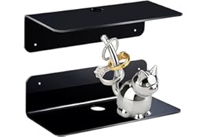 Dantolo 2 Pezzi Mensole da Muro,Mensola Adesiva Senza Foratura Muro, Acrilico Mensolina Piccola Portaoggetti Scaffale da Parete Galleggiante Supporto Espositori per Bagno Cucina Libreria Cameretta