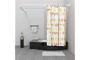 Misounda Asta per Tenda Doccia L Forma, Regolabile Bastone Tenda Doccia Angolare in Acciaio Inox, 75x170 cm Tubo Tenda Doccia con Inox Anelli, per Vasca da Bagno Bagno Spogliatoio Armadio, Forata