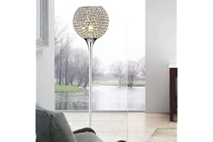 WANGIRL Lampada da Terra in Cristallo, E27 Base Lampada Piantana con Interruttore a Pedale, Lampade da Terra Salotto Moderna (9.84" ×64.6") (Color : Silver)