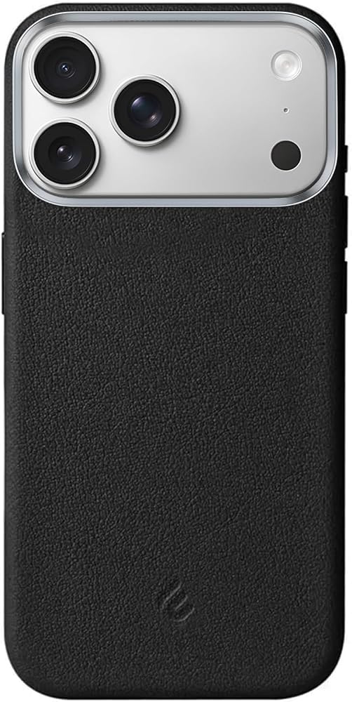 Minesk iPhone 17 Pro / 18 Pro için MagSafe ile Uyumlu Çizilmeyen ve Parmak İzi Tutmayan Deri Görünümlü Metal Tuşlu ve Metal Lens Çerçeveli Hybrid Silikon Kılıf (Siyah, 17 Pro/18 Pro)