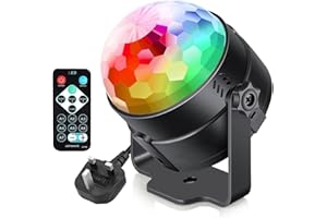 HOLIHIFI Disco Lights, 360° Rotation Sound Activated Disco Ball Party Lights with Remote Control - 3W RGB Dynamic Light Effect for Kids Birthday, Friends Gathering, Home Disco, Xmas (1)