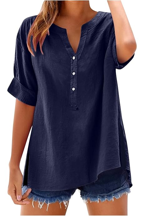 Blusas Mujer Verano Blusa Mujer Verano 2025 Lino/Algodón, Manga