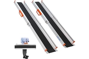 LIEKUMM 2 x 92,5-153 cm Rampas Telescópicas para Sillas de Ruedas, Capacidad Carga de 300 kg Rampa Silla de Ruedas Ajustable, Rampa de Acceso para Escaleras, Bordillos, Scooters y Bicicletas