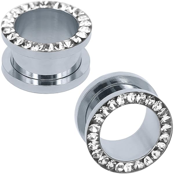 Écarteur Oreille En Acier Chirurgical Avec Fleur Et Zirconia - Taille 2G (6mm), Bijou Hypoallergénique Pour Stretching