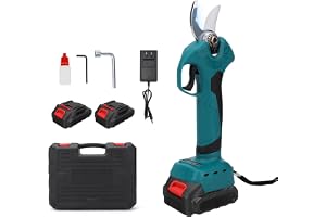 Batteridriven grensax kompatibel med Makita 18 V, max 45 mm skärdiameter, 1 500 W borstlös motor, SK5-blad, elektrisk trädgårdssax för trädgård och träd beskärning (två batterier)