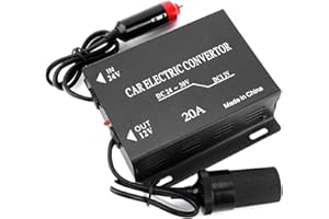 VOBOR Step Down Power Supply, 20A Aluminum Alloy Car Power Supply Converter Transformer 24V to 12V Cigarette Lighter Type for Car Audio Walkie-Talkie