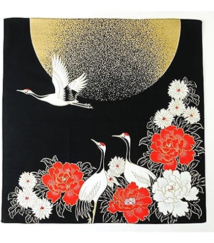 Furoshiki TKONE 48,3 X 48,3 Cm Poisson Koï - Tissu Cadeau Japonais Noir Carpe Cascade
