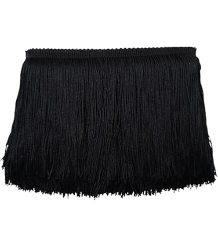 10 Cm X 5 M - Bordure à Franges - Ruban Décoratif - Frange De Danse - Frange Coupée En Soie - Pour Couture, Bricolage, Vêtements, Vêtements, Costumes, Rideaux, Décoration - Noir