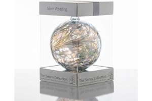 Sienna Glass 25th Wedding Anniversary Friendship Ball – 10cm Handcrafted Silver Glass Ornament with Ribbon – Unique Keepsake Gift for Silver Anniversary Celebrations