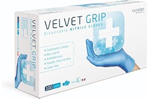 Curaden, VELVET GRIP Handschuhe, Swiss Design, puderfrei, latexfrei, 100er Pack, Handschuhe aus reinem Nitril, für den professionellen und nicht-professionellen Einsatz, Größe L (Large)
