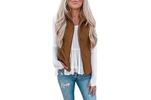 Rapbin Teddy Fleece Weste Damen,Herbst Winter Warm Ärmellos Westen Pelzjacke & Leicht Casual Einfarbig Damenweste Herbstmantel