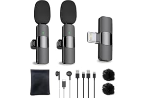 HZBWCO Lavalier Mikrofon Kabellos kompatibel mit iPhone/iPad, Plug-Play Wireless Ansteckmikrofon mit Rauschunterdrückung für Vlogging, Video, Podcast, Interview, YouTube-Aufnahme(2 Mics)