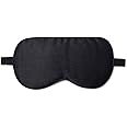 ZIMASILK 100% Natural Silk Eye Mask Blindfold,Adjustable Super-Smooth Soft Sleep Eye Mask for Sleeping with Bag(Black)