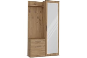 WHATSIZE ENTERPRISE - Modern Entryway Hall Double Wardrobe with Drawers Storage Coat Rack, Shoe Storage, Hanging Hooks |Cabinet Contemporary Bedroom Hallway, Mudroom, or Foyer Furniture Artisan