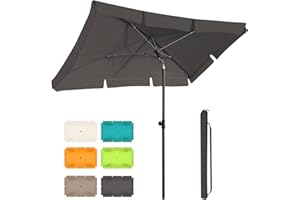 Magiea Sonnenschirm Rechteckig 200x125 cm Balkon Strandschirm Gartenschirm Marktschirm, Terrassenschirm mit Drehstange & Schutzhülle, Anthrazit Sonnenschutz UV50+