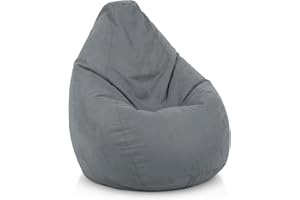 ‎GREEN BEAN Green Bean Sitzsack mit Rückenlehne 60x60x90cm - Indoor Sitzkissen 220L Füllung Kuschelig Waschbar - Bean Bag Bodenkissen Lounge Chair Sitzhocker - Grau