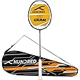 Hundred Energy Burst 18 Strung Badminton Racket with Full Cover (Black/Blue, 77 g), Carbon Fibre