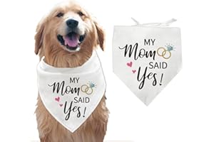 arricraft 1 Pc Pet Dog Bandana, Adjustable Wedding Engagement Theme Pet's Kerchief with My Mom Said Yes Words, Washable Cotton Dog Scarf Bibs for Big Dog Pet 78x38cm