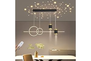 WERSVG Lampy wiszące LED Stół Nowoczesna lampa wisząca z regulacją wysokości Designerska lampa wisząca Możliwość przyciemniania za pomocą pilota Lampa wisząca do jadalni Salon Kuchnia Bar 100cm (czarny)