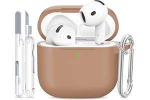 TNSNK för AirPods 5 / AirPods 4 Case, BA6-Light Brown | Mjukt Silikon, Halkfritt, Reptåligt, med Rengöringssats och Nyckel, T