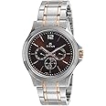 TITAN Workwear Men’s Chronograph Watch | Quartz, Water Resistant, Stainless Steel Band | Silver Band and Brown Dial, Black, Chronograph