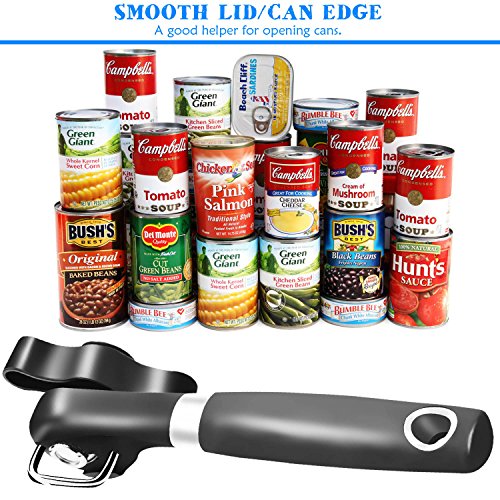 Dosenöffner, PEMOTech® Professionelle Ergonomische Gerundete Ecke (Manuelle Seitengeschnittene Dosenöffner), Sharp-Easy-Turn Design mit Weichem Griff, Hochwertiger Küchendose und Deckelheber, Welches das Essen Nicht Berührt - 3
