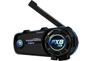 Fodsports Intercomunicador Casco Moto 5.0 Bluetooth Auriculares Intercomunicador Manos Libres con Navegación GPS por Voz, Hi-Fi Sonido Estéreo,Función FM,900mAh batería