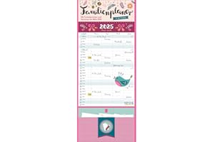 Familienplaner 2025 Vintage Zetteltasche: Familienkalender, 4 große Spalten. Familientimer mit Ferienterminen, extra Spalte, Vorschau bsi März 2026, Stifthalter und Zetteltasche. Format: 19 x 46 cm
