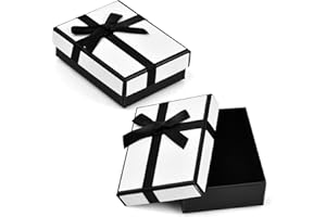 Dokeno 2 sztuki małe pudełka na prezenty, 9 × 7 × 3 cm pudełka na prezenty ze wstążką Kwadratowe pudełko upominkowe z pianką Pudełka na prezent Karton na naszyjnik Bransoletka Pierścień i nie tylko